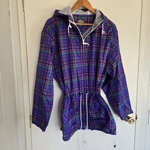Vintage Woolrich Windbreaker Plaid Jacket - Purple